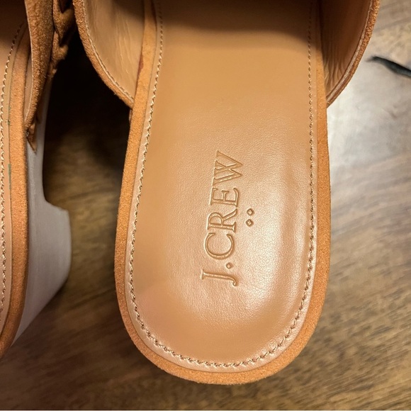 NWOT J. Crew Camel Faux Suede Clogs Wood Chunky Heel Women's SZ 9.5 - Picture 4 of 9